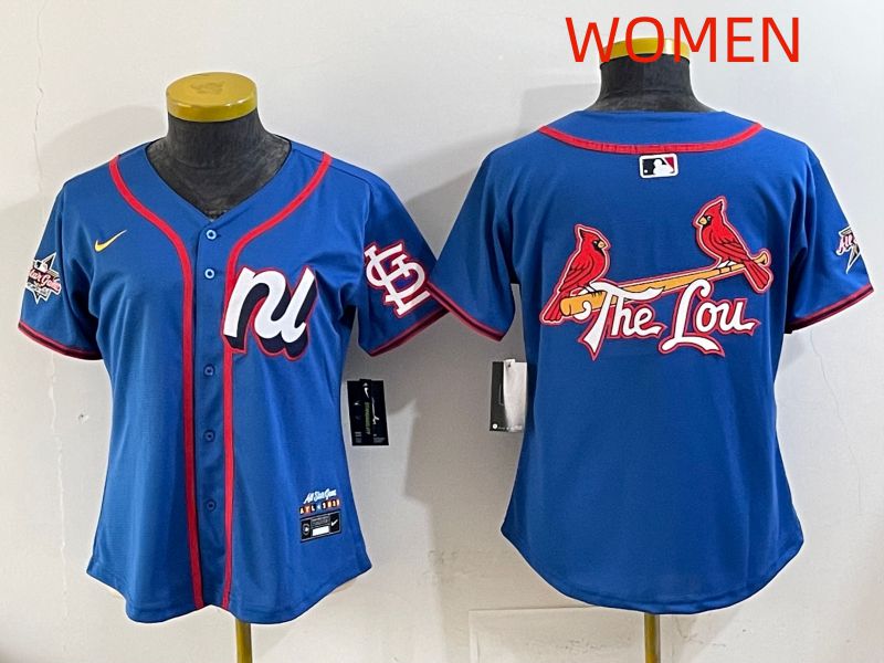 Women 2025 St.Louis Cardinals Blank Blue All star Nike MLB Jersey style 02